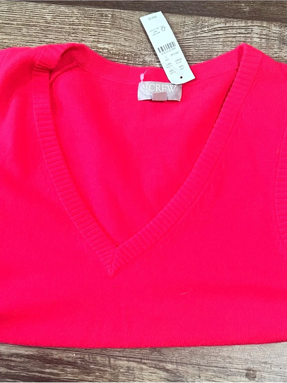 J.Crew Cashmere  Sleeveless V-Neck Knit Sweater Vest - Hot Pink